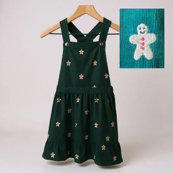Gymboree | Dresses | Gymboree Girls Green Corduroy Gingerbread Jumper Dress  Size 8 Holiday Christmas | Poshmark